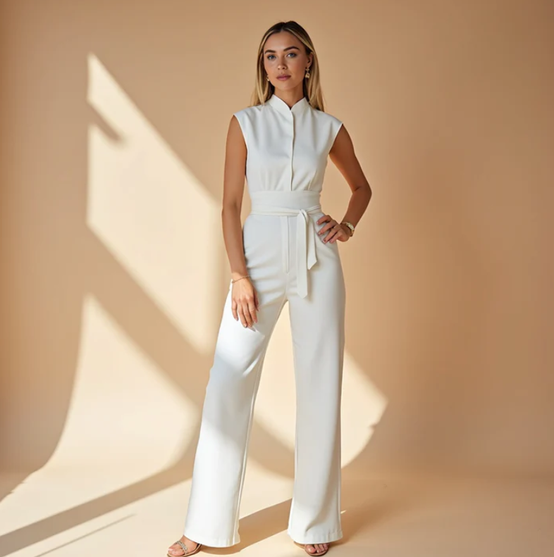 Cherise | Sleeveless Jumpsuit White Jumpsuits
