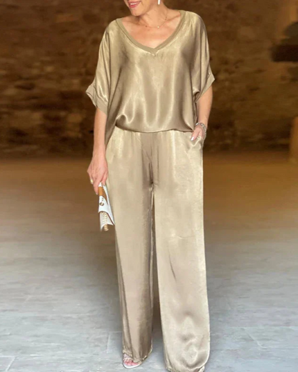 Eliska™ | Blouse and Trouser Set Gold Two piece set