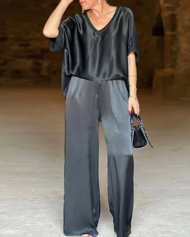 Eliska™ | Blouse and Trouser Set Black Two piece set