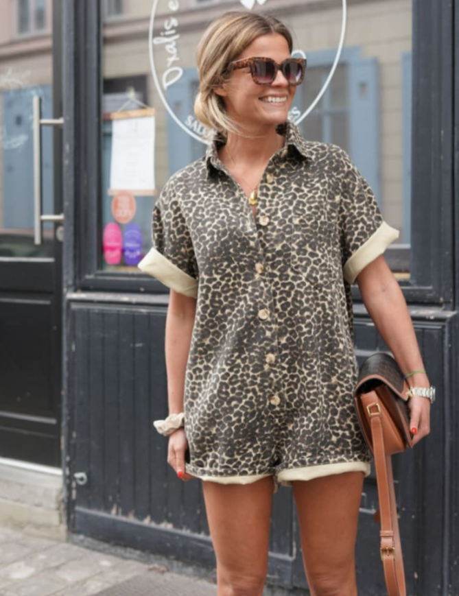 Cheetah Print Leg-Lengthening Romper Dresses