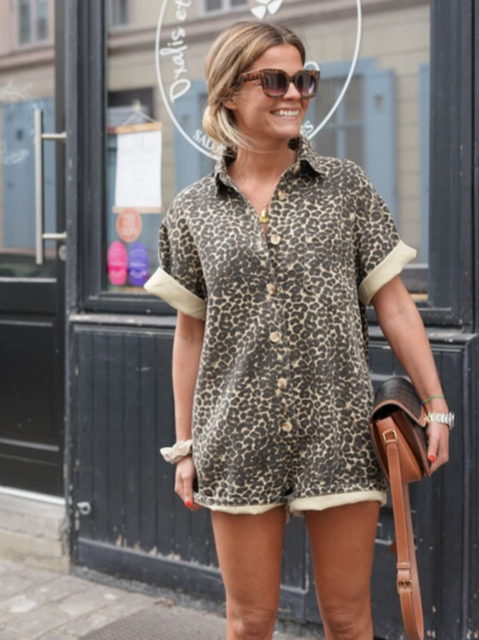 Cheetah Print Leg-Lengthening Romper Dresses