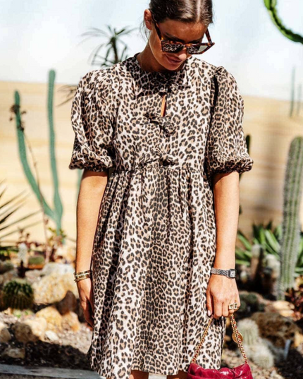 Kendall™ | Leopard Print Flirty & Flowing Sundress L Dresses