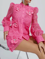 Selah™ | Hollow Flower Leg-Lengthening Suit Pink Dresses