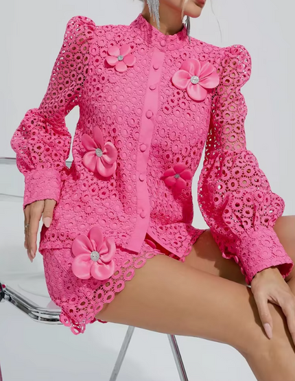 Selah™ | Hollow Flower Leg-Lengthening Suit Pink Dresses
