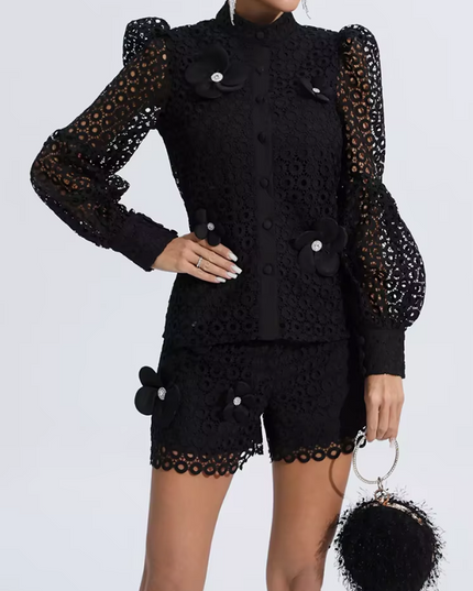 Selah™ | Hollow Flower Leg-Lengthening Suit Black Dresses