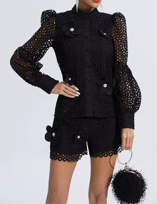 Selah™ | Hollow Flower Leg-Lengthening Suit Black Dresses
