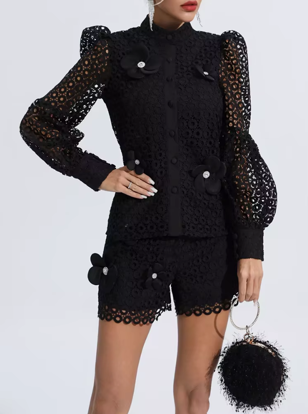 Selah™ | Hollow Flower Leg-Lengthening Suit Black Dresses