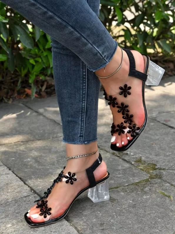 Verity™ | Flower Rhinestones Heel Sandals Shoes & Sandals