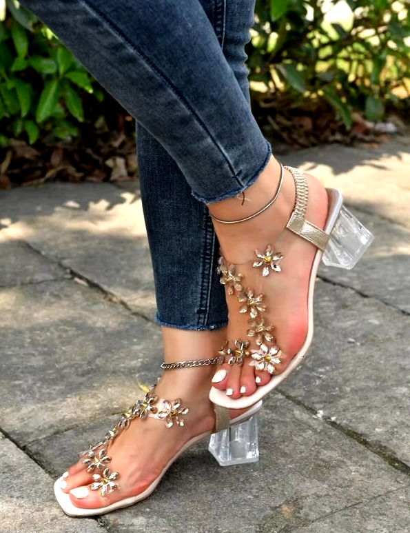 Verity™ | Flower Rhinestones Heel Sandals Shoes & Sandals