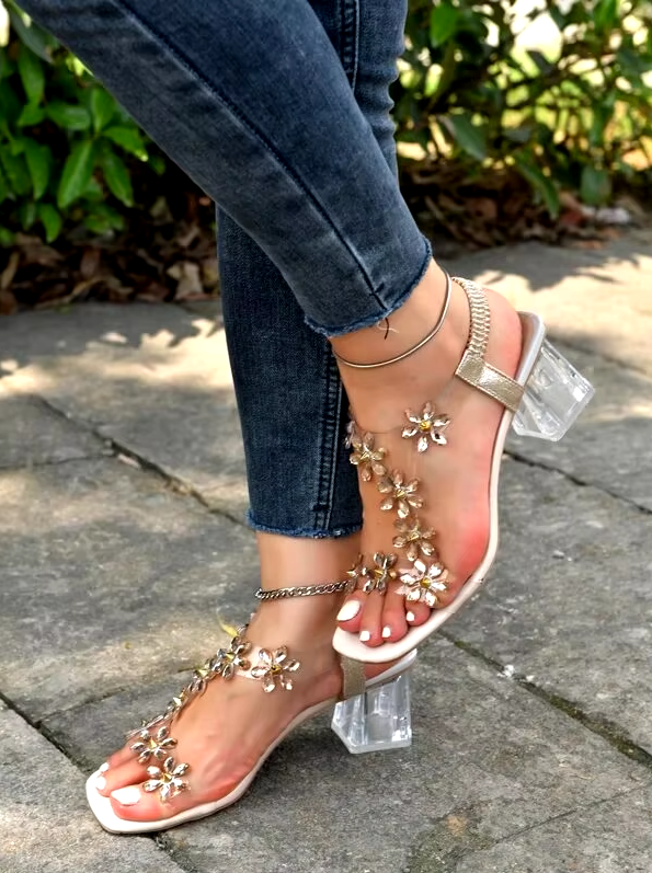Verity™ | Flower Rhinestones Heel Sandals Shoes & Sandals