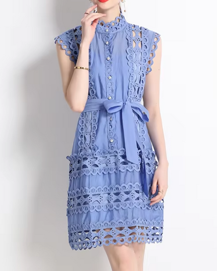 Emery™ | Blue Capri Mini Broderie Lace Dress XL Dresses