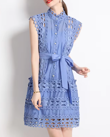 Emery™ | Blue Capri Mini Broderie Lace Dress Dresses