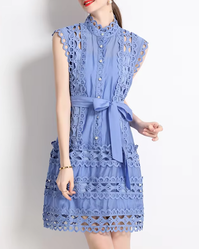Emery™ | Blue Capri Mini Broderie Lace Dress Dresses