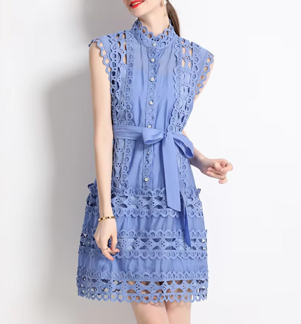 Emery™ | Blue Capri Mini Broderie Lace Dress Dresses