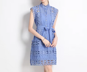 Emery™ | Blue Capri Mini Broderie Lace Dress L Dresses