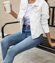 Ilona™ | All-Weather Confidence Denim Jacket White Jackets