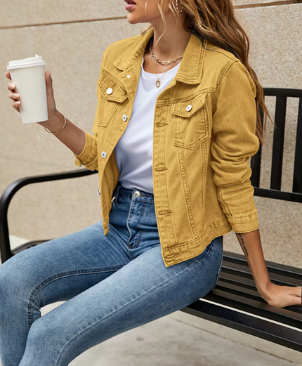 Ilona™ | All-Weather Confidence Denim Jacket Yellow Jackets