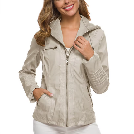Harriet™ | Refined Classic Leather Jacket Beige Jackets
