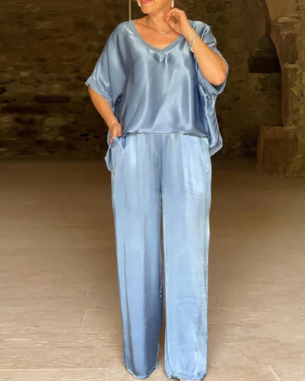 Eliska™ | Blouse and Trouser Set Blue Two piece set