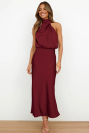 Imelda Satin Halter Evening Dress Dress