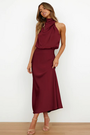 Imelda Satin Halter Evening Dress Dress