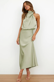 Imelda Satin Halter Evening Dress Dress