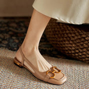 Orthopedic Leather Buckle Sandals Apricot Women Sandals