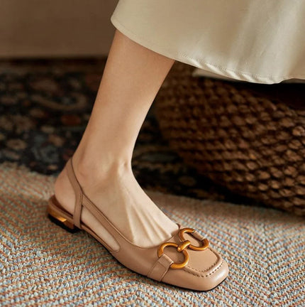 Orthopedic Leather Buckle Sandals Apricot Women Sandals