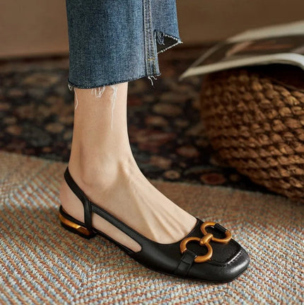 Orthopedic Leather Buckle Sandals Black Women Sandals