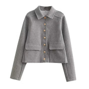 Chic Heather™ | Wool Cropped Jacket Gray Coat