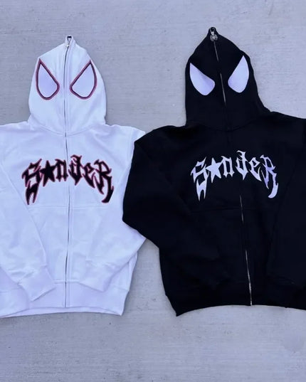Men’s & Women’s Spider Print Hoodie – Unisex Gothic Streetwear Pullover Hoodies