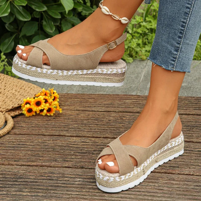 Isla™ – Cross-Strap Platform Sandals Khaki Sandals