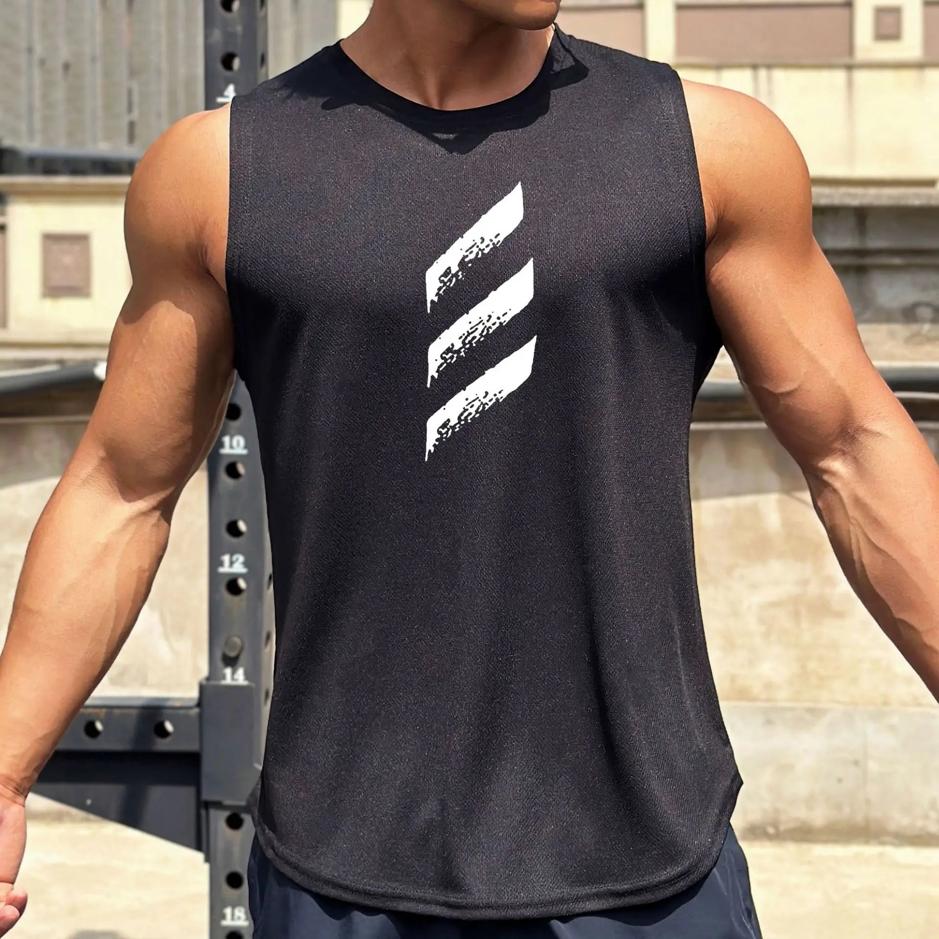 Men's Quick-Dry Sleeveless Athletic Shirt Black Tank Top
