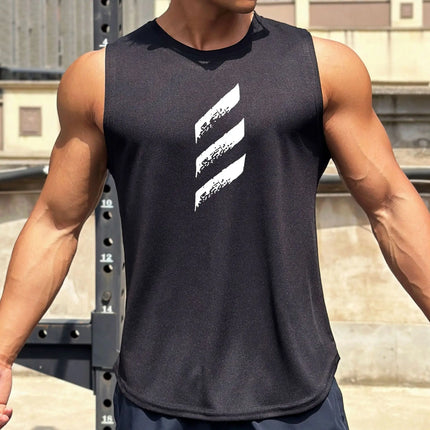 Men's Quick-Dry Sleeveless Athletic Shirt Black Tank Top