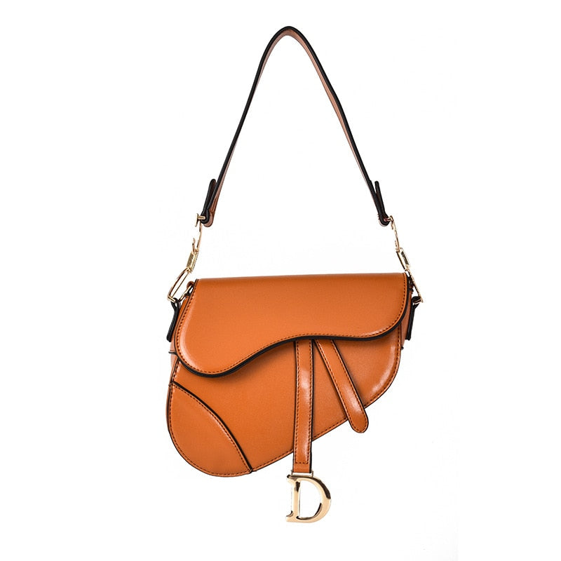 Sophia Women's PU Leather Saddle Shoulder Bag Brown Handbags