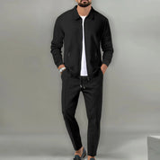 Stephen™ | Soft Waffle Casual Outerwear Set Black