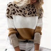 Lela | Sweater with Leopard Print Brown