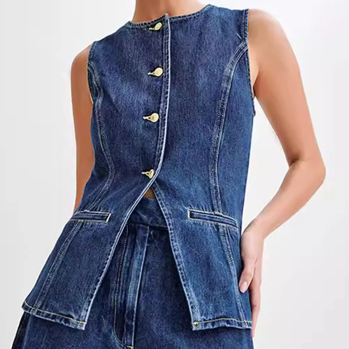 Elowen™ | Sleeveless Denim Set Women Set