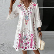 Allisa - Artistic Boho Print Dress Pink Print