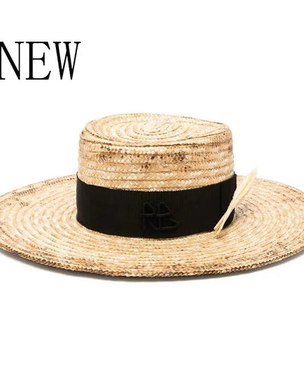 Handmade Straw Sun Hat with Metal Chain for Women style 4 54-58cm Hats
