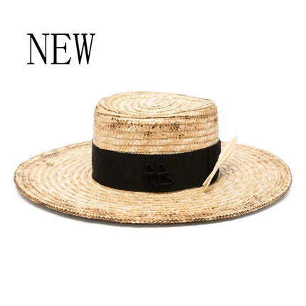 Handmade Straw Sun Hat with Metal Chain for Women style 4 54-58cm Hats