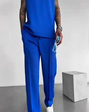 Two‑Piece Bamboo Lounge Set Blue Men Set