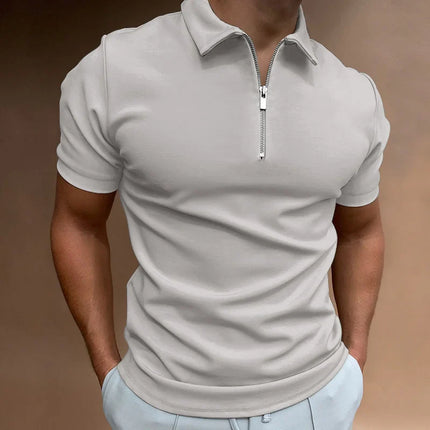 Dylan™ | Casual Zip-up Polo Shirt Light Gray