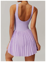 Sporty Pleated Dress – Built-In Shorts Activewear Two-Piece Sports Set