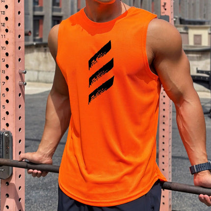Men's Quick-Dry Sleeveless Athletic Shirt Orange Tank Top