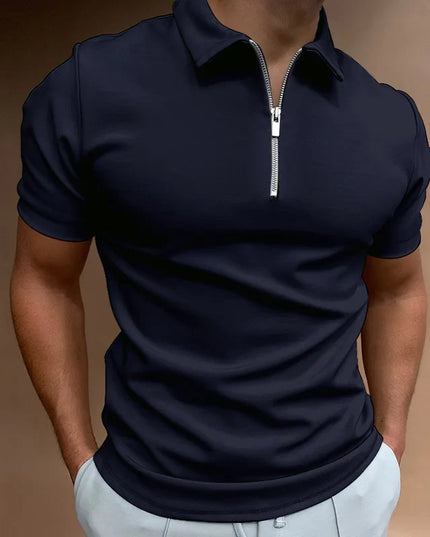 Dylan™ | Casual Zip-up Polo Shirt Navy