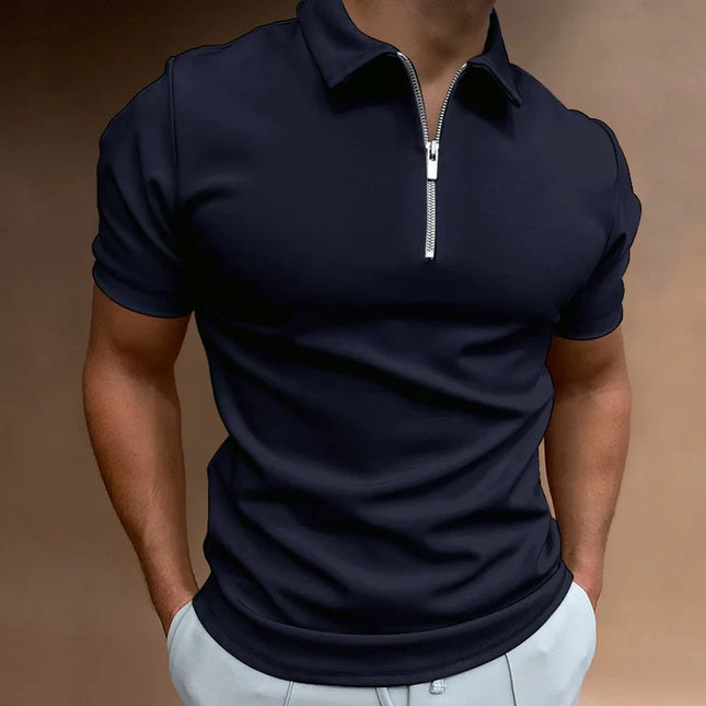 Dylan™ | Casual Zip-up Polo Shirt Navy