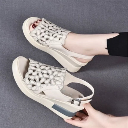Belle™ | Arch-Supporting Wedge Sandals Beige Shoes & Sandals