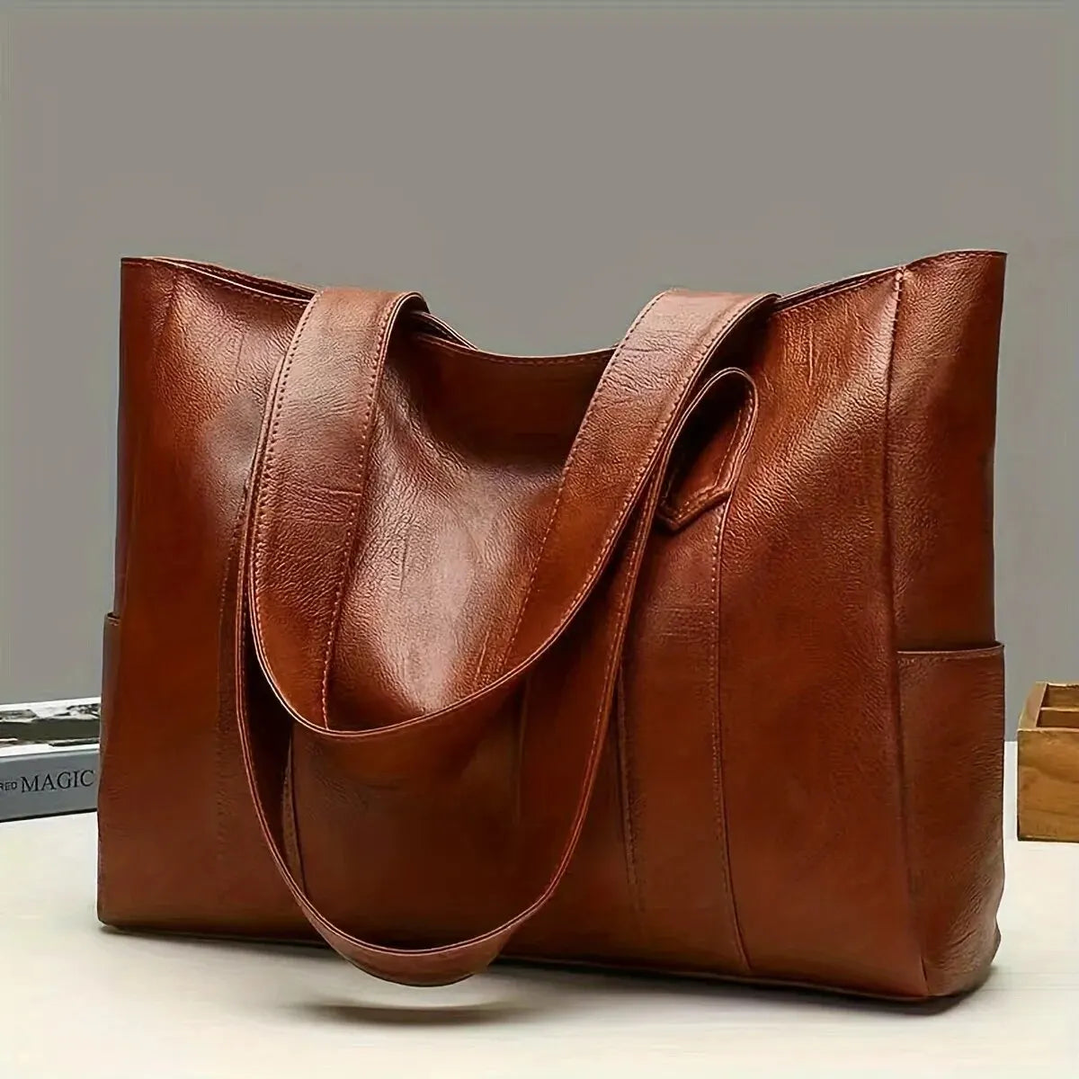 Vintage Large Capacity Vegan Tote Bag Coffee Tote Bags