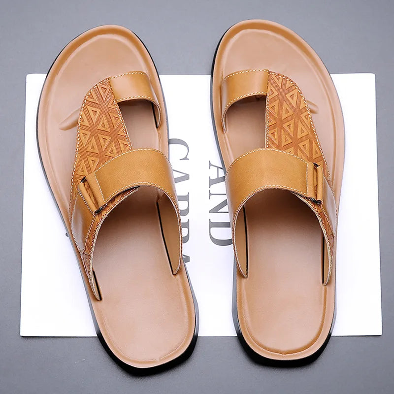 Ashmere Leather Sandals – Textured Premium Leather Slides Sandals